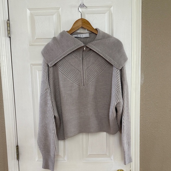 IRO Taupe Ribbed Turtleneck Sweater - Picture 1 of 3